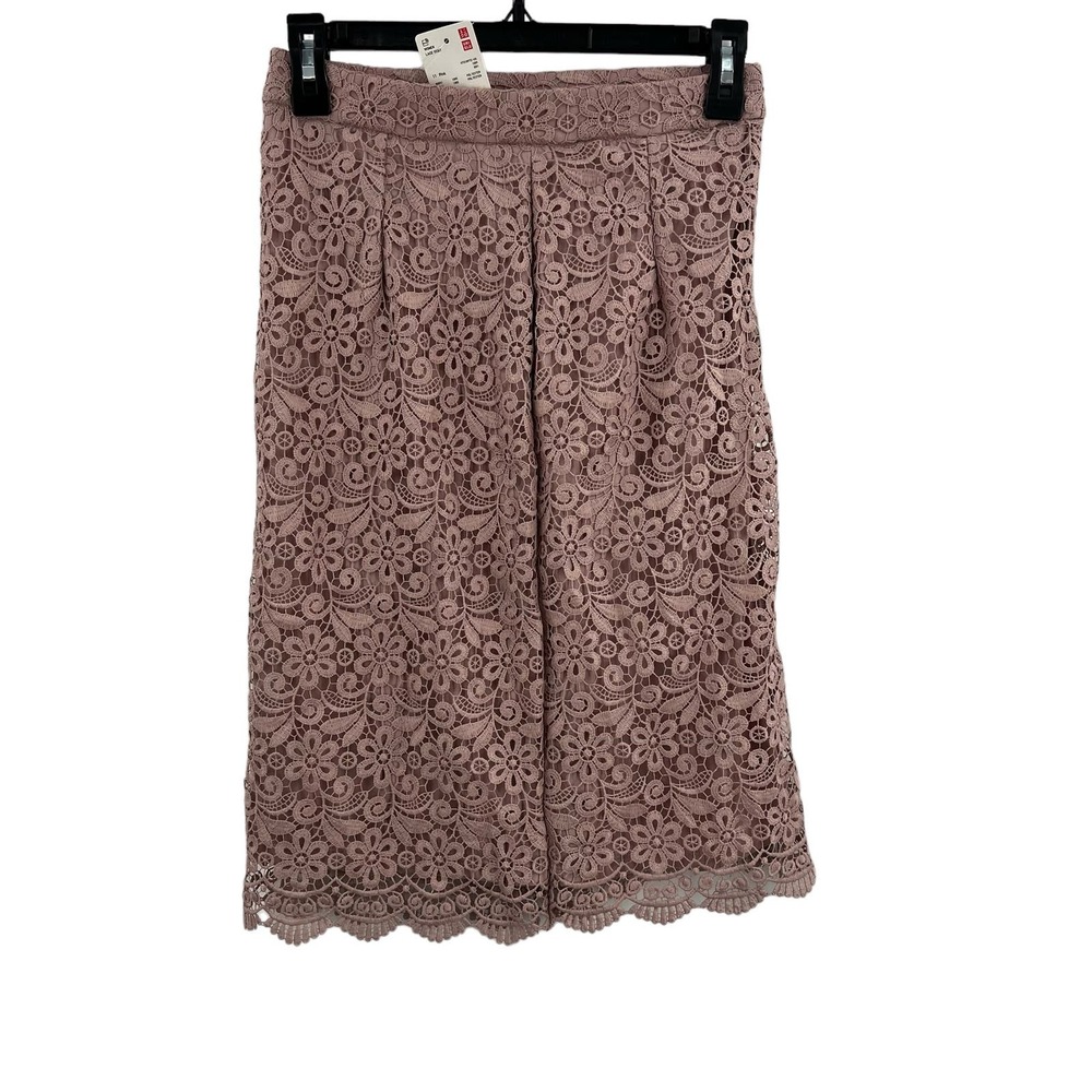 Uniqlo Pink Lace Pencil Skirt Midi‎ Size Small New